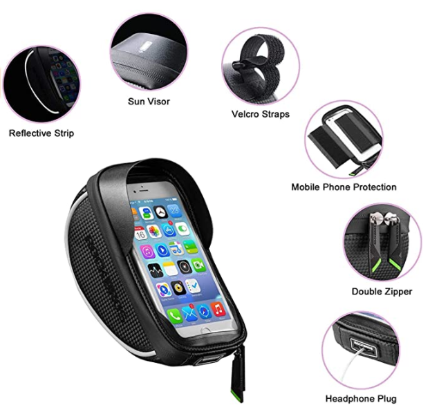 ROCKBROS 010-4BK Bolsa de manillar Funda impermeable para teléfono móvil de hasta 6,0 pulgadas