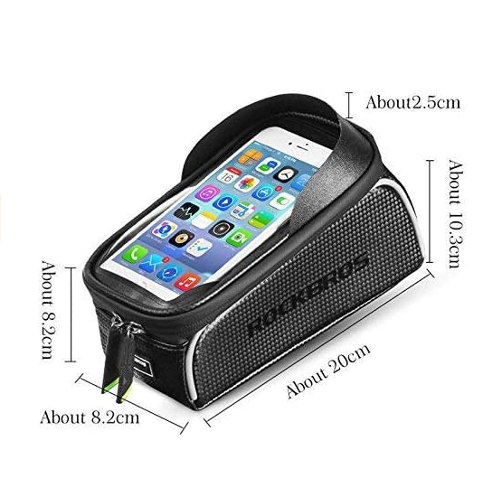 ROCKBROS 017 Bolsa de marco de bicicleta resistente al agua para teléfonos móviles de hasta 6,5 pulgadas