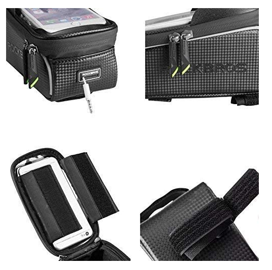 ROCKBROS 017 Bolsa de marco de bicicleta resistente al agua para teléfonos móviles de hasta 6,5 pulgadas