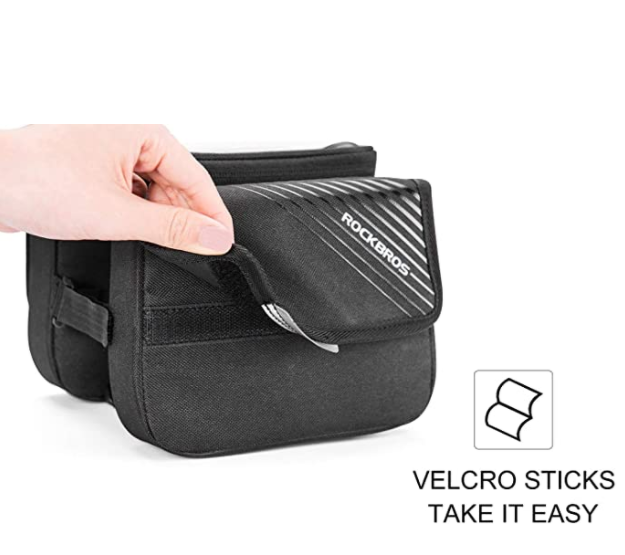 ROCKBROS 030-60BK Bolsa para marco de bicicleta con bolsillo para teléfono móvil de hasta 6,0 pulgadas