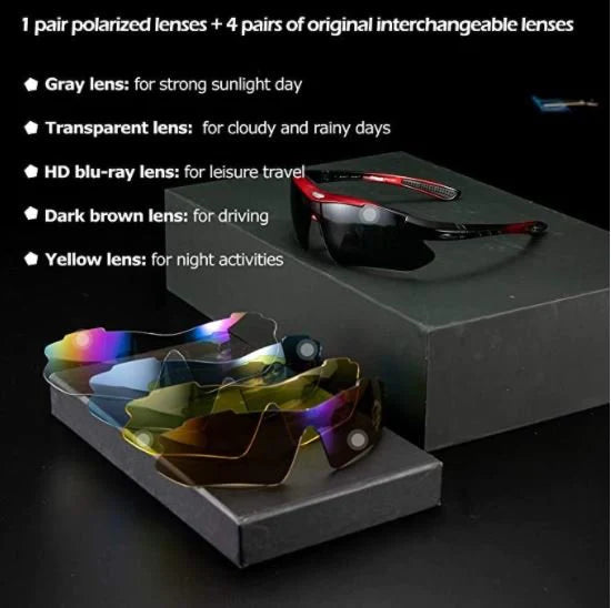 ROCKBROS 10001 Gafas Deportivas Polarizadas con 5 Lentes Intercambiables Gafas de Ciclismo