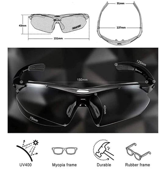 ROCKBROS 10001 Gafas Deportivas Polarizadas con 5 Lentes Intercambiables Gafas de Ciclismo