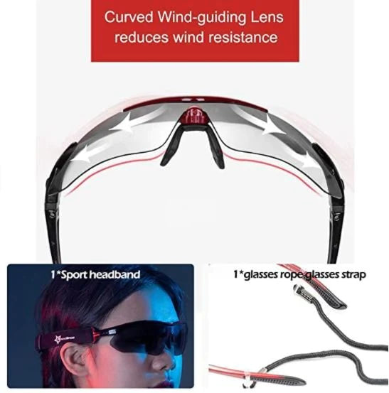 ROCKBROS 10001 Gafas Deportivas Polarizadas con 5 Lentes Intercambiables Gafas de Ciclismo