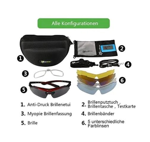 ROCKBROS 10001 Gafas Deportivas Polarizadas con 5 Lentes Intercambiables Gafas de Ciclismo