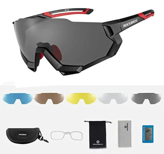 ROCKBROS 10131 Gafas de bicicleta polarizadas con 4 lentes intercambiables