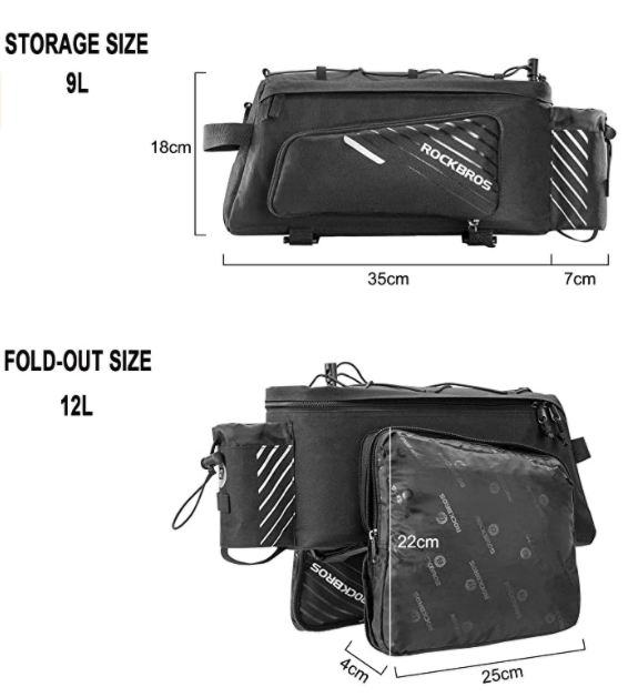 ROCKBROS A9-BK Bolsa plegable lateral 9-12L