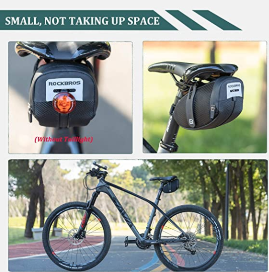 ROCKBROS B74 Bolsa de sillín de bicicleta con soporte de luz trasera Negro