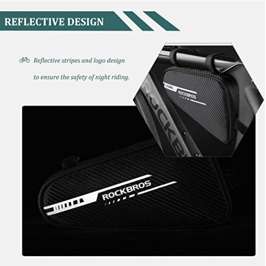 ROCKBROS B75 Bolsa para Cuadro de Bicicleta Bolsa Triangular 1.2L Negra