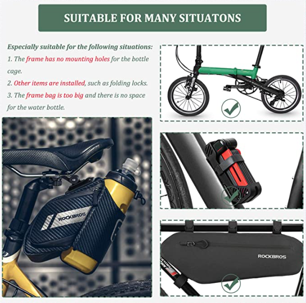 ROCKBROS C32 Bolsa de sillín para bicicleta con portabotellas negro aprox. 1L