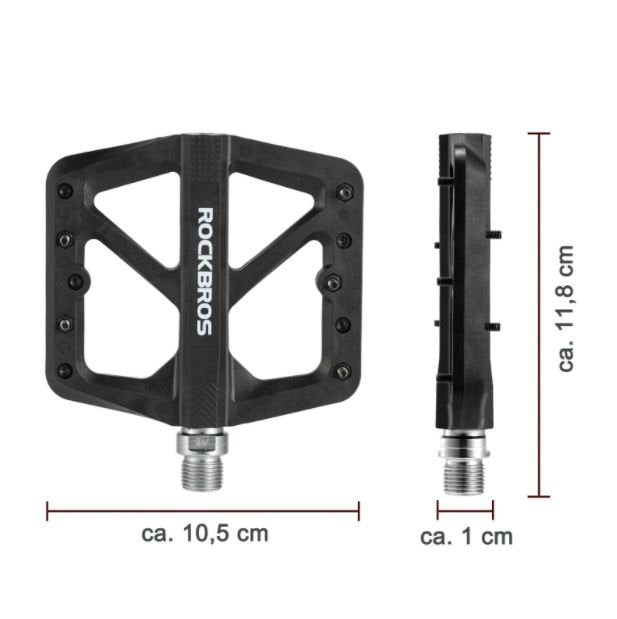 Rockbros Pedales de nylon de bicicleta antideslizantes MTB Pedales planos 9/16 pulgadas