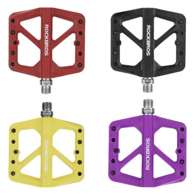 Rockbros Pedales de nylon de bicicleta antideslizantes MTB Pedales planos 9/16 pulgadas
