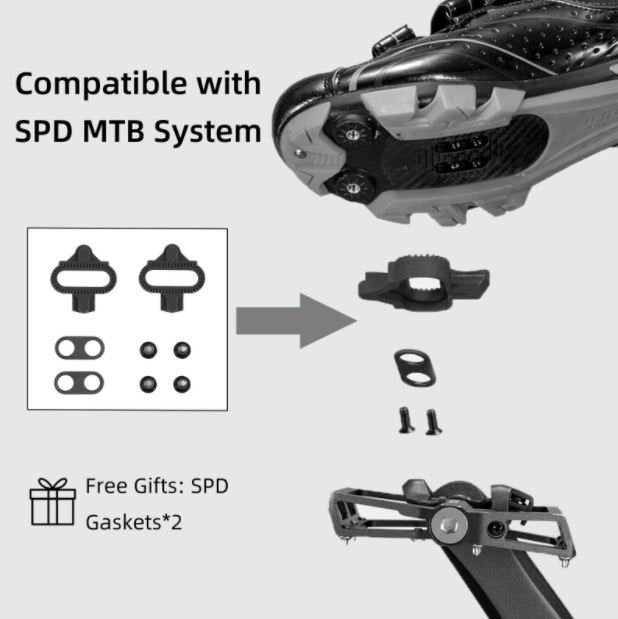 Rockbros Bike Pedales sin clips media plataforma con pedales SPD 9/16 pulgadas