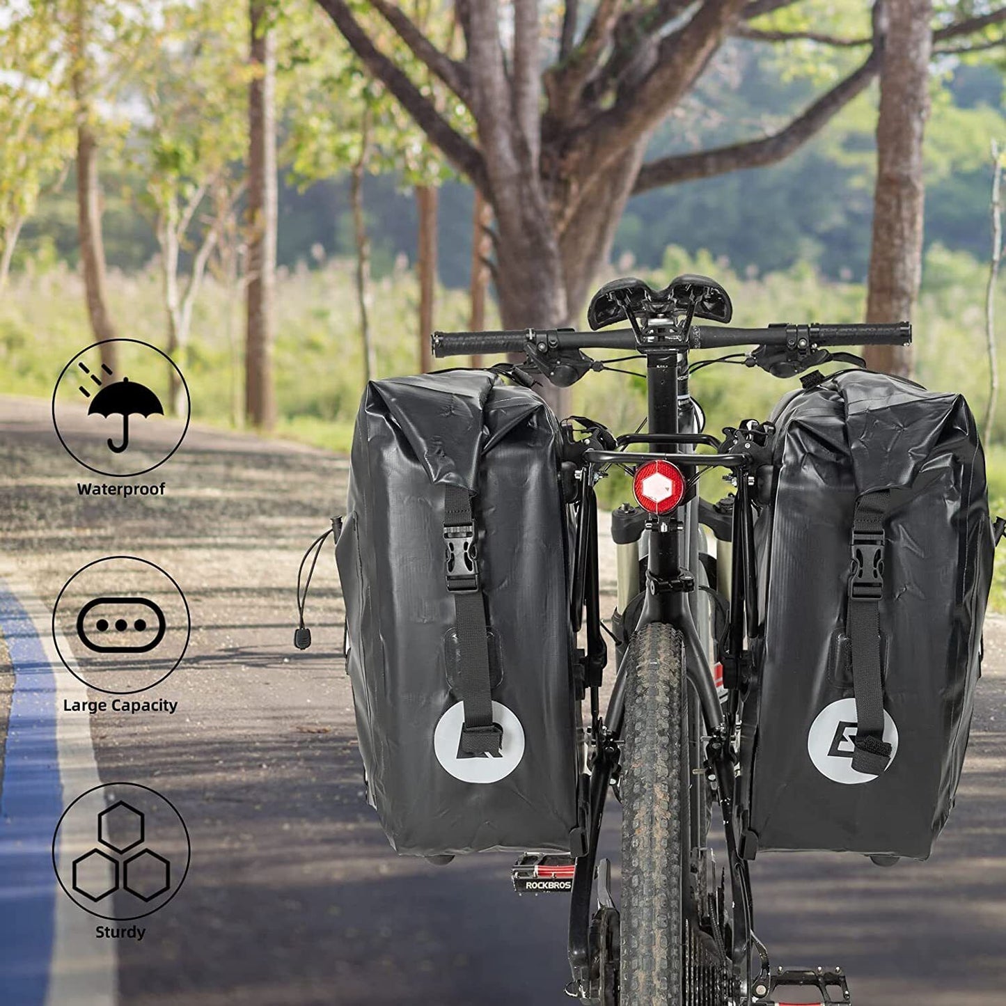 ROCKBROS bolsa portaequipajes impermeable alforjas bolsa de bicicleta 25L 5 colores