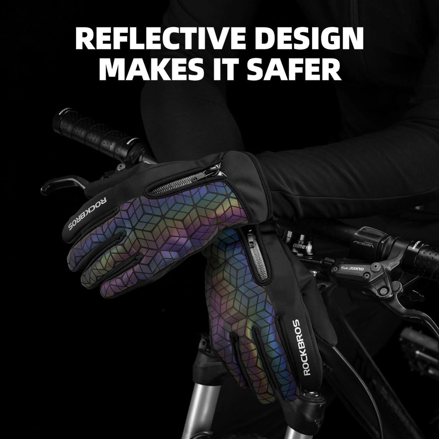 ROCKBROS S077-8 Guantes Moto Pantalla Táctil Cortaviento Cálido Esquí Deportes MTB