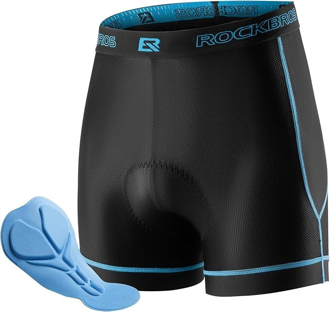 ROCKBROS Pantalones Cortos de Ciclismo para Hombre con Acolchado de Asiento 4D Ropa Interior de Ciclismo Transpirable Ropa Interior Acolchada para Bicicleta Ropa Interior Corta elástica MTB Bicicleta de Carretera M-3XL