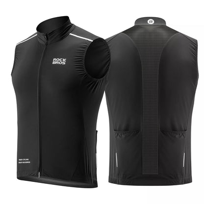 ROCKBROS-Chaleco cortavientos para deportes de ciclismo, chaleco de advertencia a prueba de viento, chaqueta sin mangas para bicicleta, chaleco softshell repelente al agua