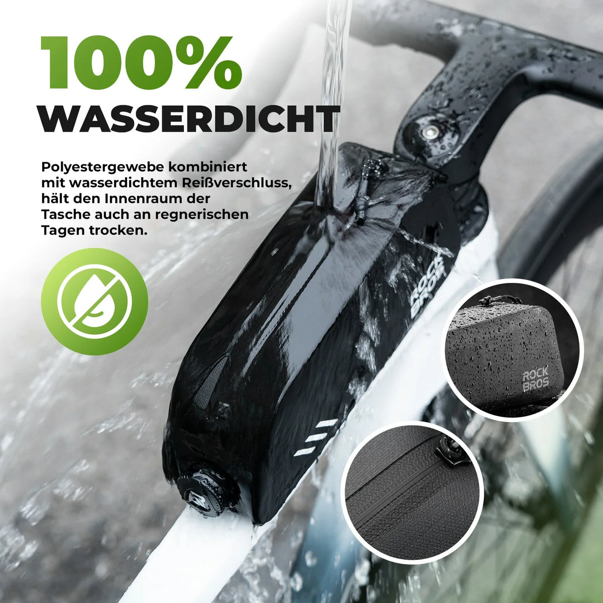 ROCKBROS 0,9L Bolsa de tubo superior de bicicleta Impermeable Cierre giratorio