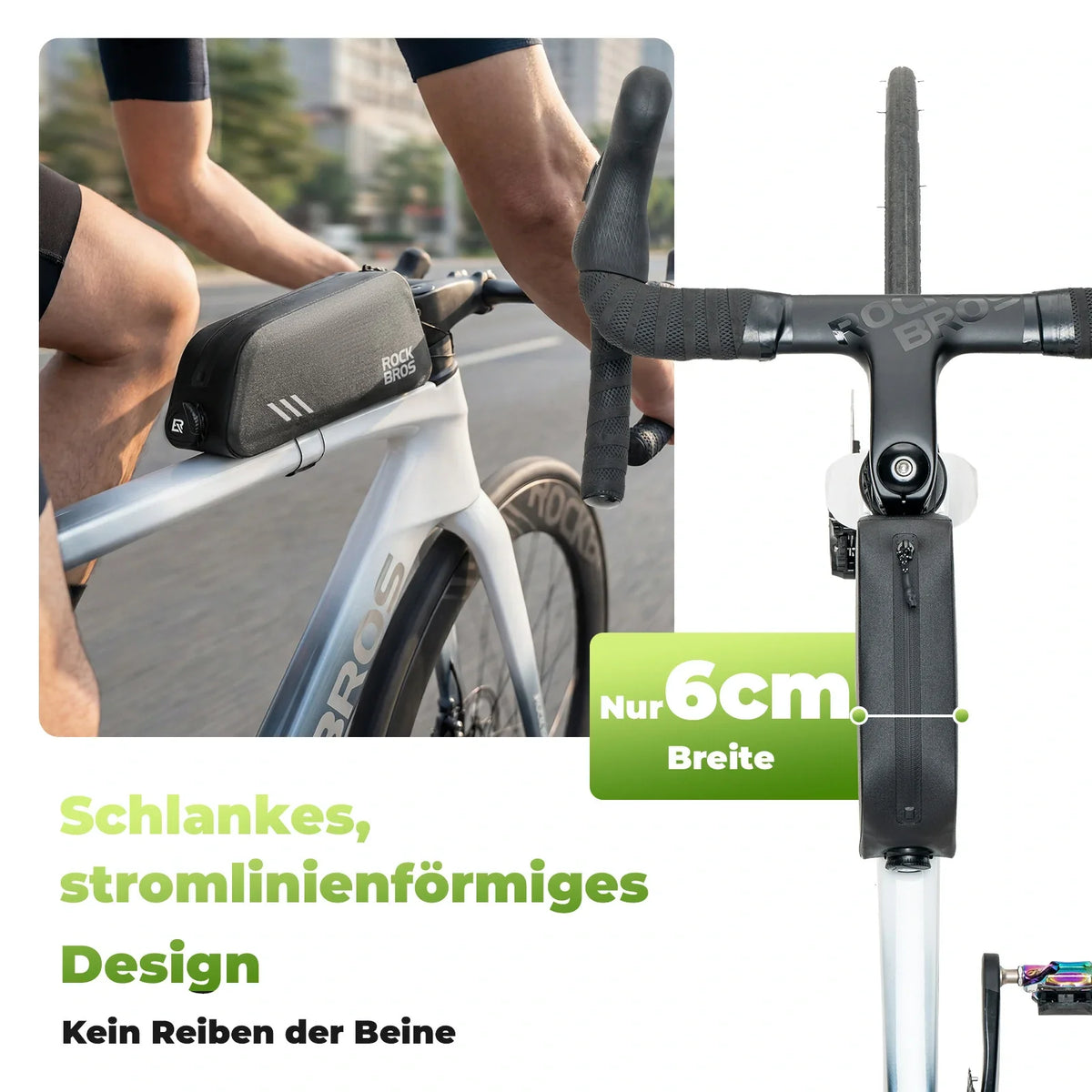 ROCKBROS 0,9L Bolsa de tubo superior de bicicleta Impermeable Cierre giratorio