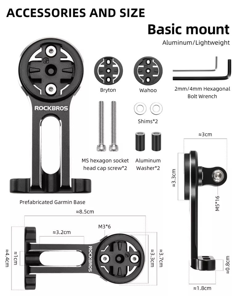 Soporte de ordenador para bicicleta ROCKBROS para Garmin Bryton Wahoo GPS soporte de manillar de aluminio