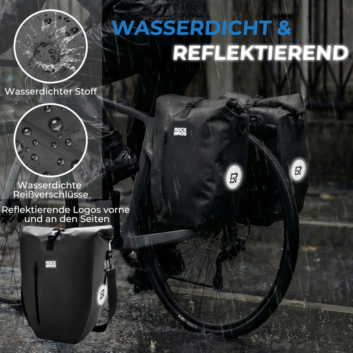 ROCKBROS 15L-20L Bolsa de parrilla para bicicleta 3 en 1