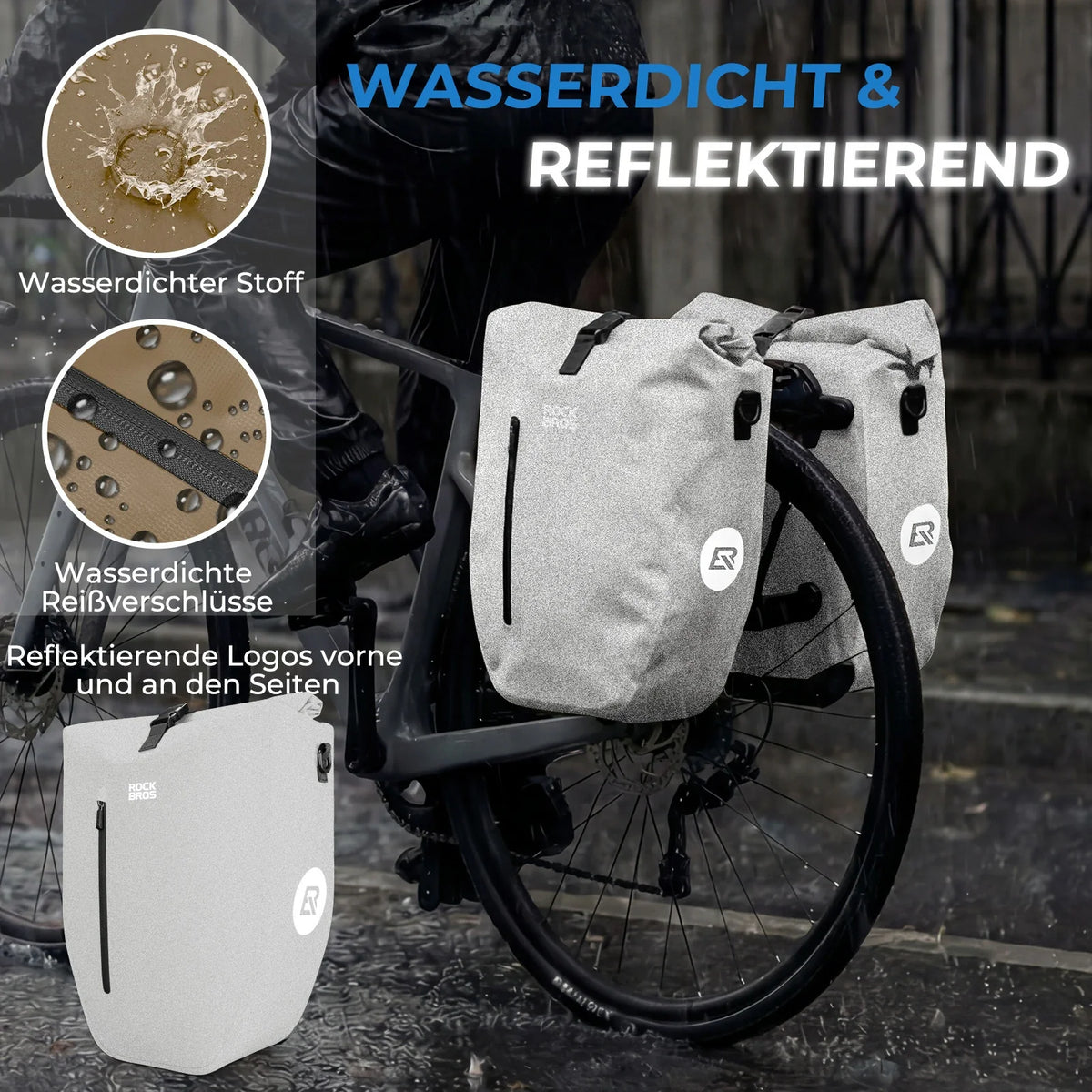 ROCKBROS 15L-20L Bolsa de parrilla para bicicleta 3 en 1