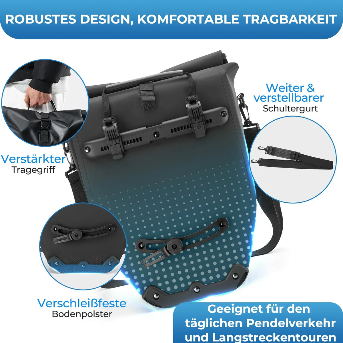 ROCKBROS 15L-20L Bolsa de parrilla para bicicleta 3 en 1