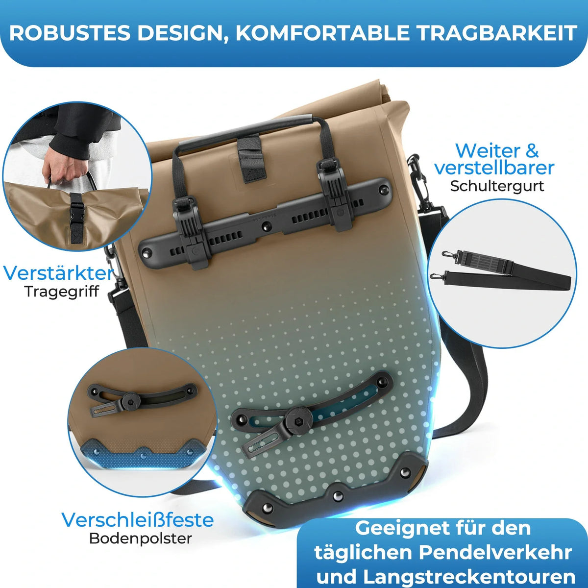 ROCKBROS 15L-20L Bolsa de parrilla para bicicleta 3 en 1