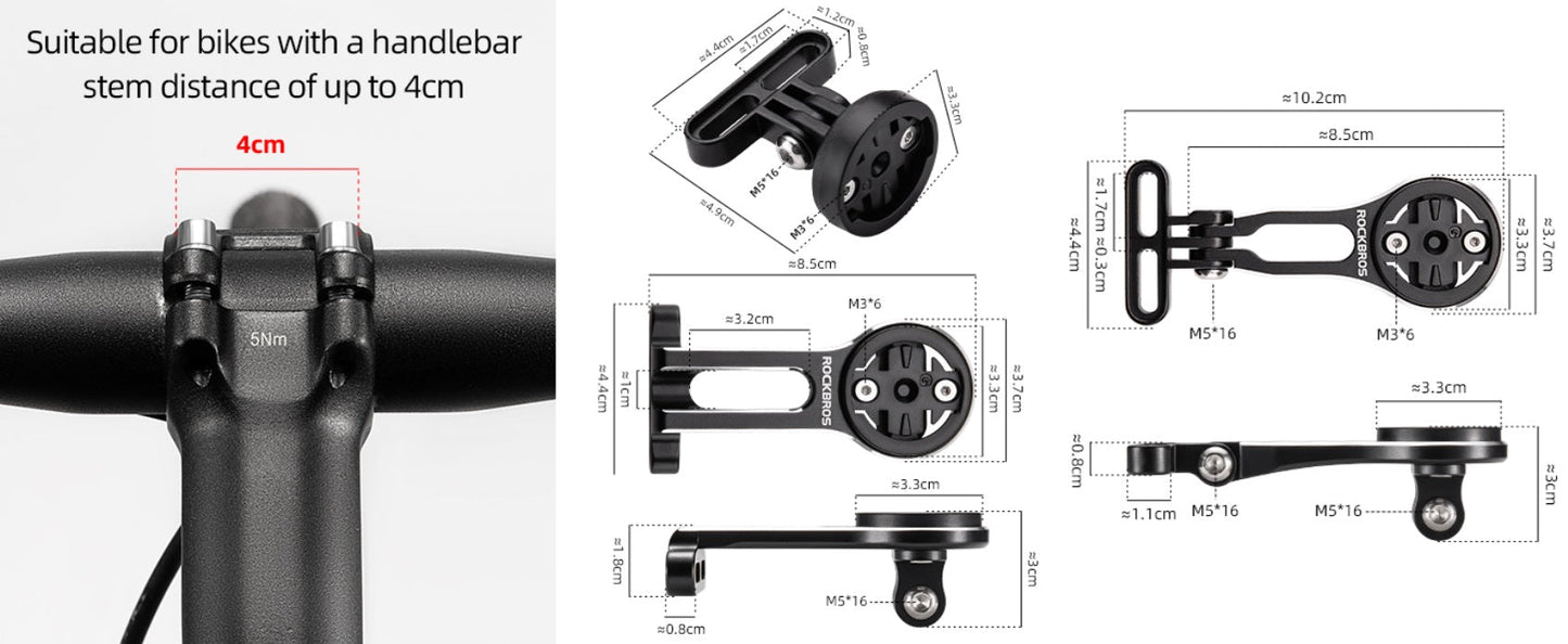 Soporte de ordenador para bicicleta ROCKBROS para Garmin Bryton Wahoo GPS soporte de manillar de aluminio