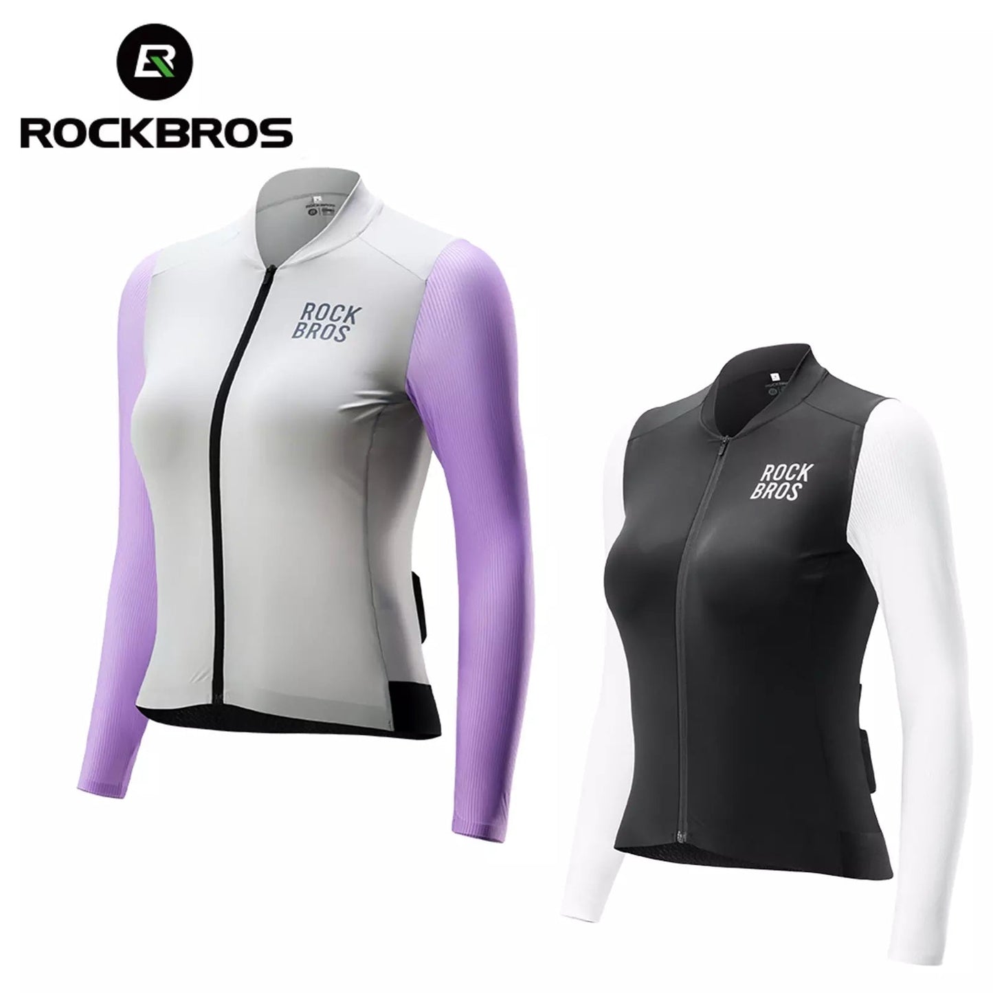 ROCKBROS Maillot Ciclismo Mujer Maillot Ciclismo Manga Larga Chaqueta Bicicleta Verano Maillot Ciclismo Maillot Bicicleta Carretera con 3 Bolsillos Traseros Ropa Ciclismo MTB Transpirable