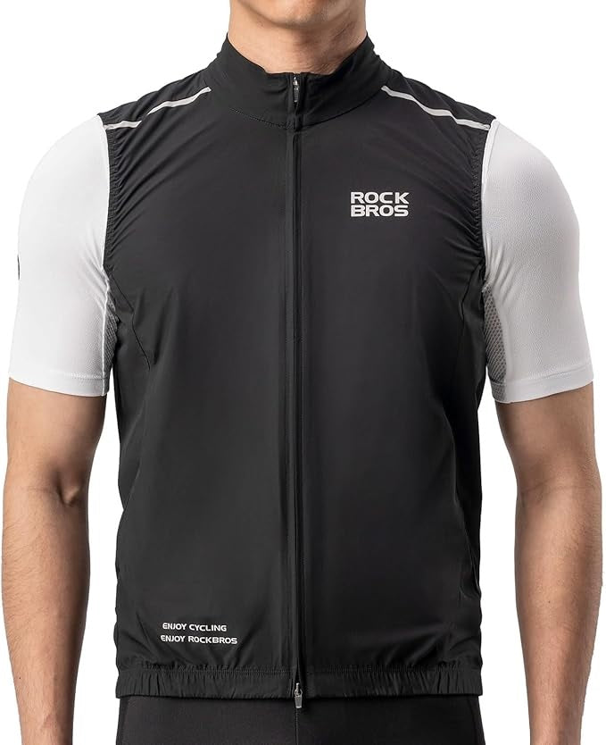 ROCKBROS-Chaleco cortavientos para deportes de ciclismo, chaleco de advertencia a prueba de viento, chaqueta sin mangas para bicicleta, chaleco softshell repelente al agua