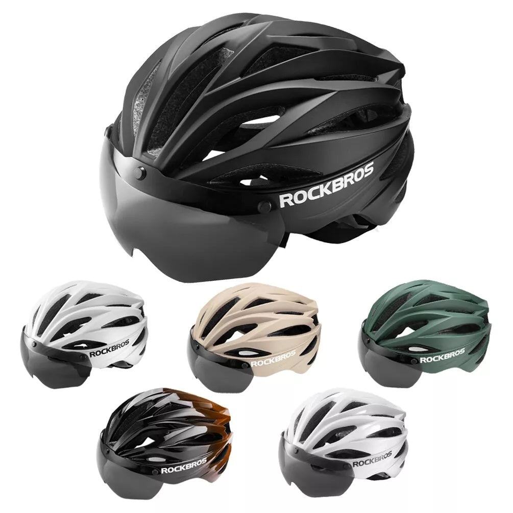 ROCKBROS Casco de bicicleta para adultos con visera magnética extraíble transpirable ajustable para hombres y mujeres 58-62 cm