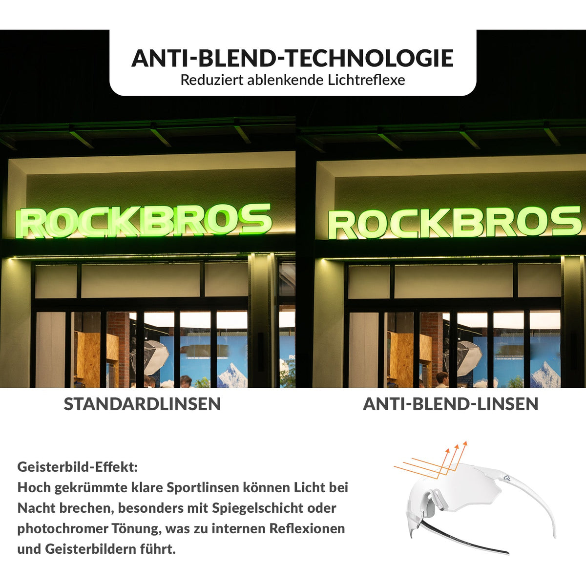 ROCKBROS Gafillas de ciclismo Fotocromáticas Protección UV400 Sin montura -SWIFT