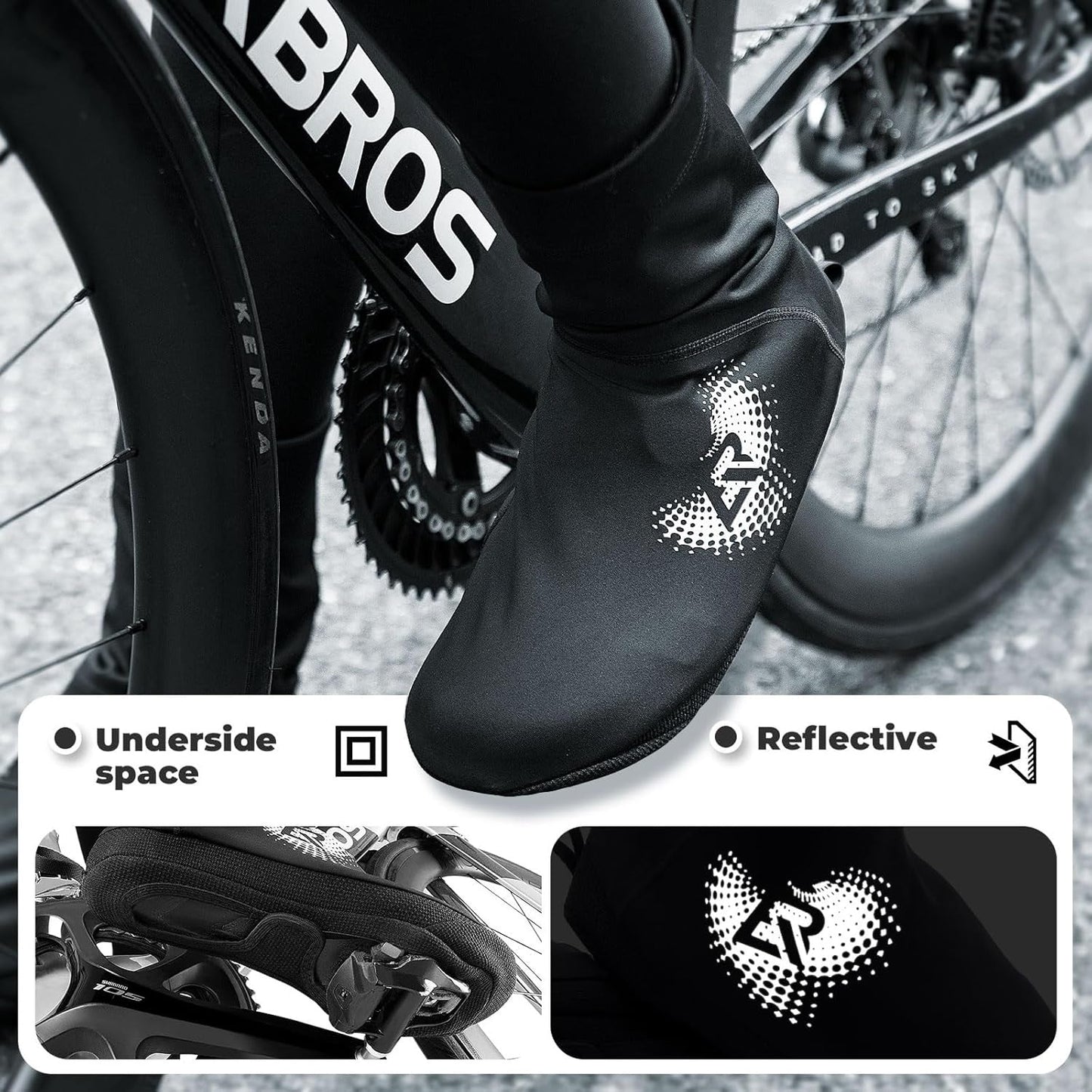 Cubrezapatos de bicicleta ROCKBROS LF1274 cubrezapatos cálidos, repelentes al agua, adecuados para temperaturas de -5 a 10 grados para bicicleta de carretera MTB