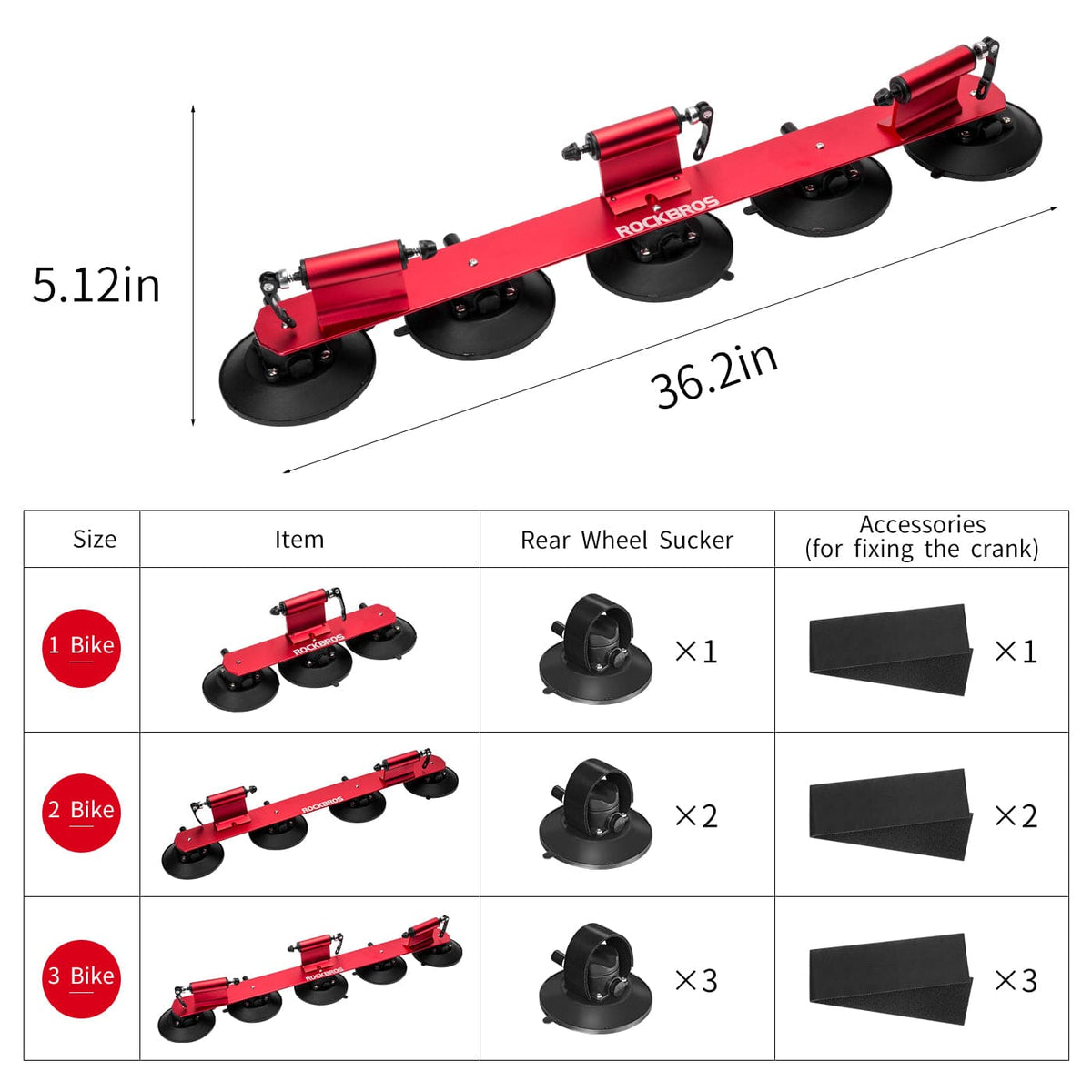ROCKBROS Portabicicletas Portaequipajes de techo para bicicleta con ventosas de montaje rápido
