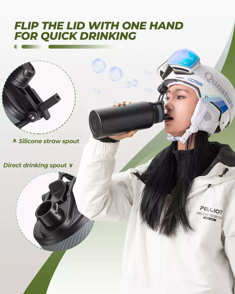 ROCKBROS Botella de Agua de Acero Inoxidable 550ml/650ml/1000ml/1200ml Termo Libre de BPA Botella de Bicicleta