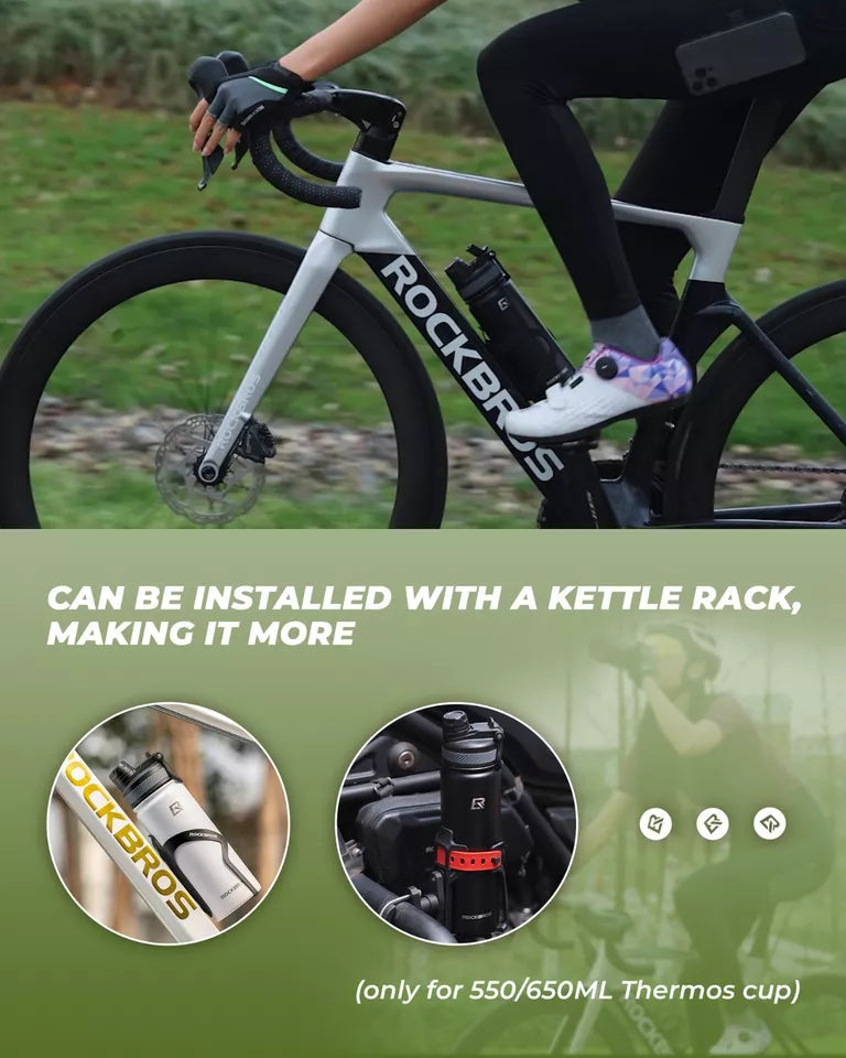 ROCKBROS Botella de Agua de Acero Inoxidable 550ml/650ml/1000ml/1200ml Termo Libre de BPA Botella de Bicicleta