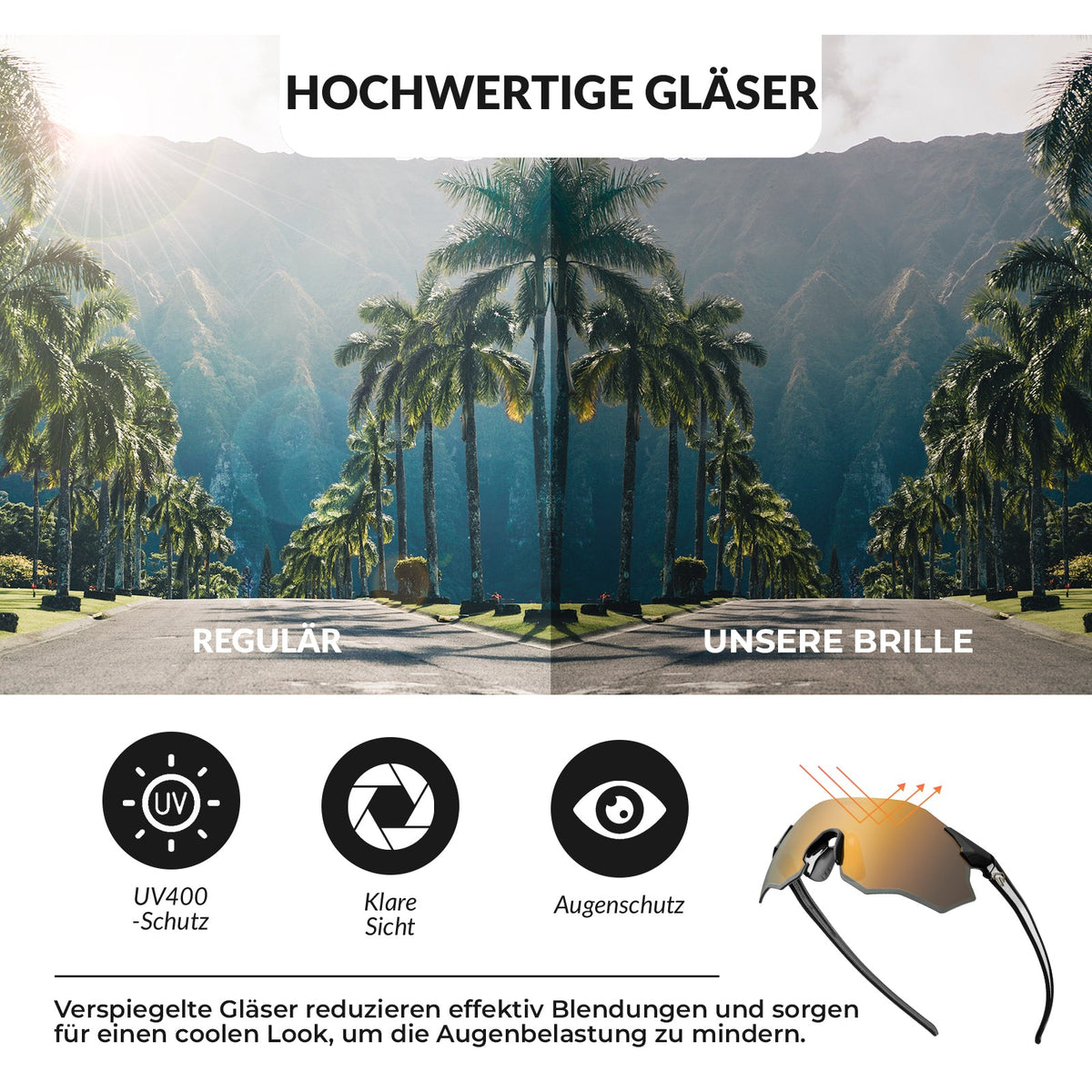 ROCKBROS Gafillas de ciclismo Fotocromáticas Protección UV400 Sin montura -SWIFT