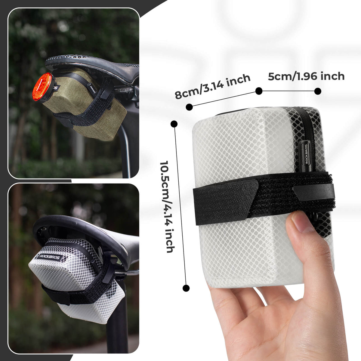 ROCKBROS Bolsa de sillín para bicicleta Ligera Compacta Impermeable Bicicleta de carretera MTB