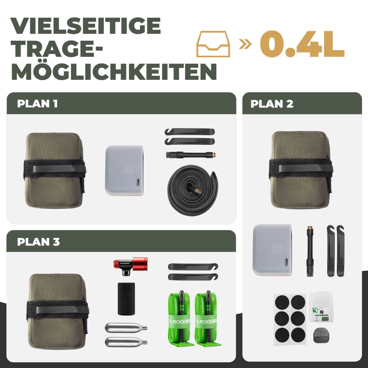 ROCKBROS Bolsa de sillín para bicicleta Ligera Compacta Impermeable Bicicleta de carretera MTB