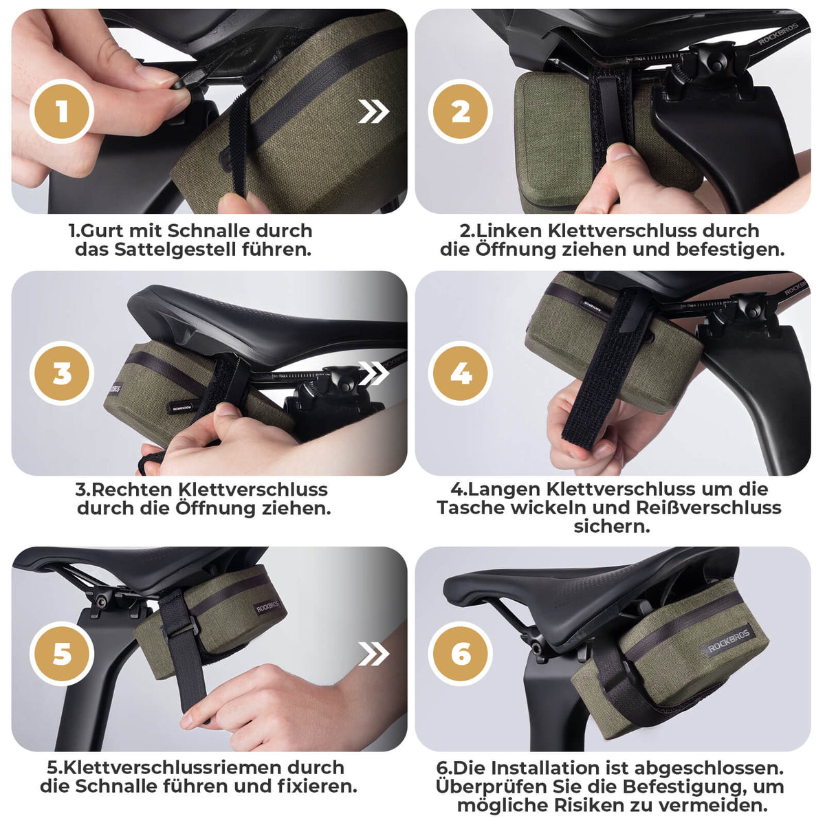 ROCKBROS Bolsa de sillín para bicicleta Ligera Compacta Impermeable Bicicleta de carretera MTB