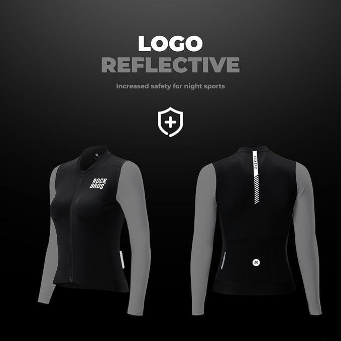 ROCKBROS Maillot Ciclismo Mujer Maillot Ciclismo Manga Larga Chaqueta Bicicleta Verano Maillot Ciclismo Maillot Bicicleta Carretera con 3 Bolsillos Traseros Ropa Ciclismo MTB Transpirable