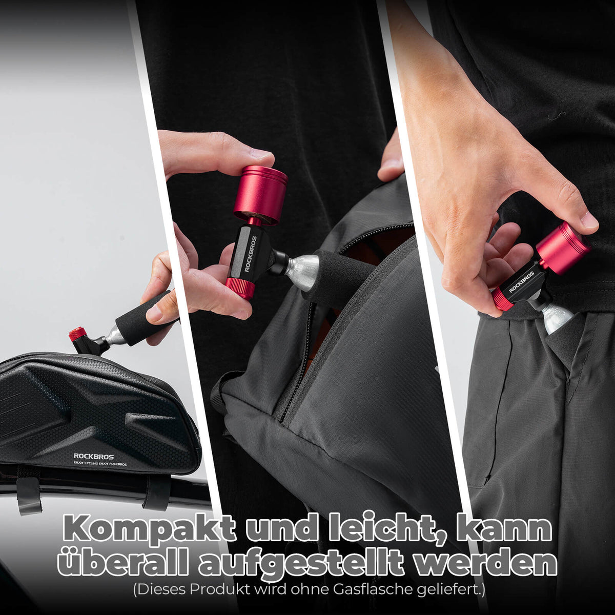 ROCKBROS Bomba de CO2 para bicicleta, minibomba para válvulas Presta y Schrader