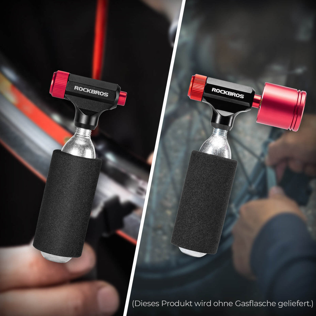 ROCKBROS Bomba de CO2 para bicicleta, minibomba para válvulas Presta y Schrader