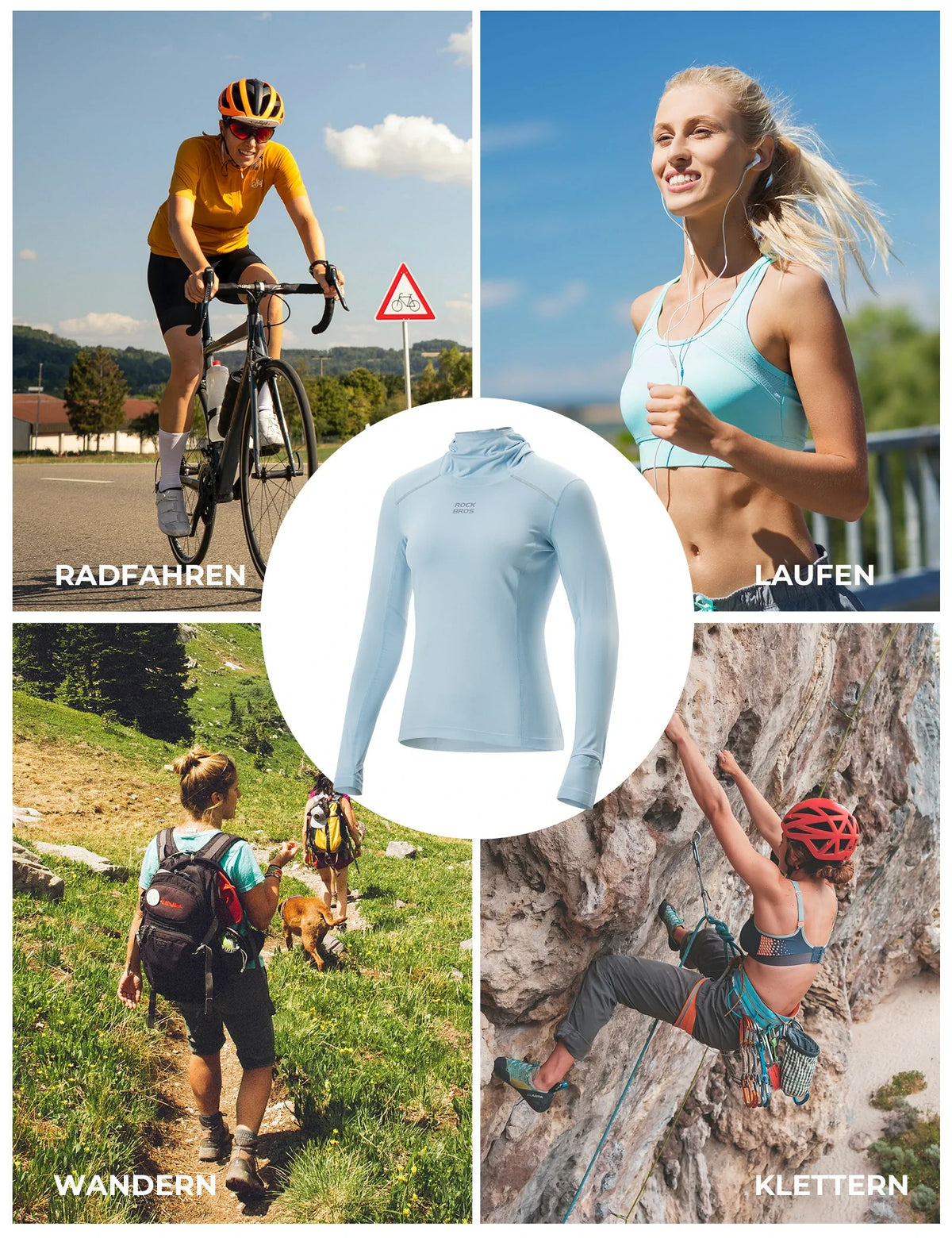ROCKBROS Camiseta de ciclismo de manga larga para mujer