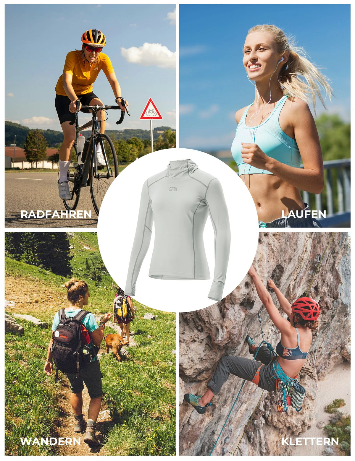 ROCKBROS Camiseta de ciclismo de manga larga para mujer