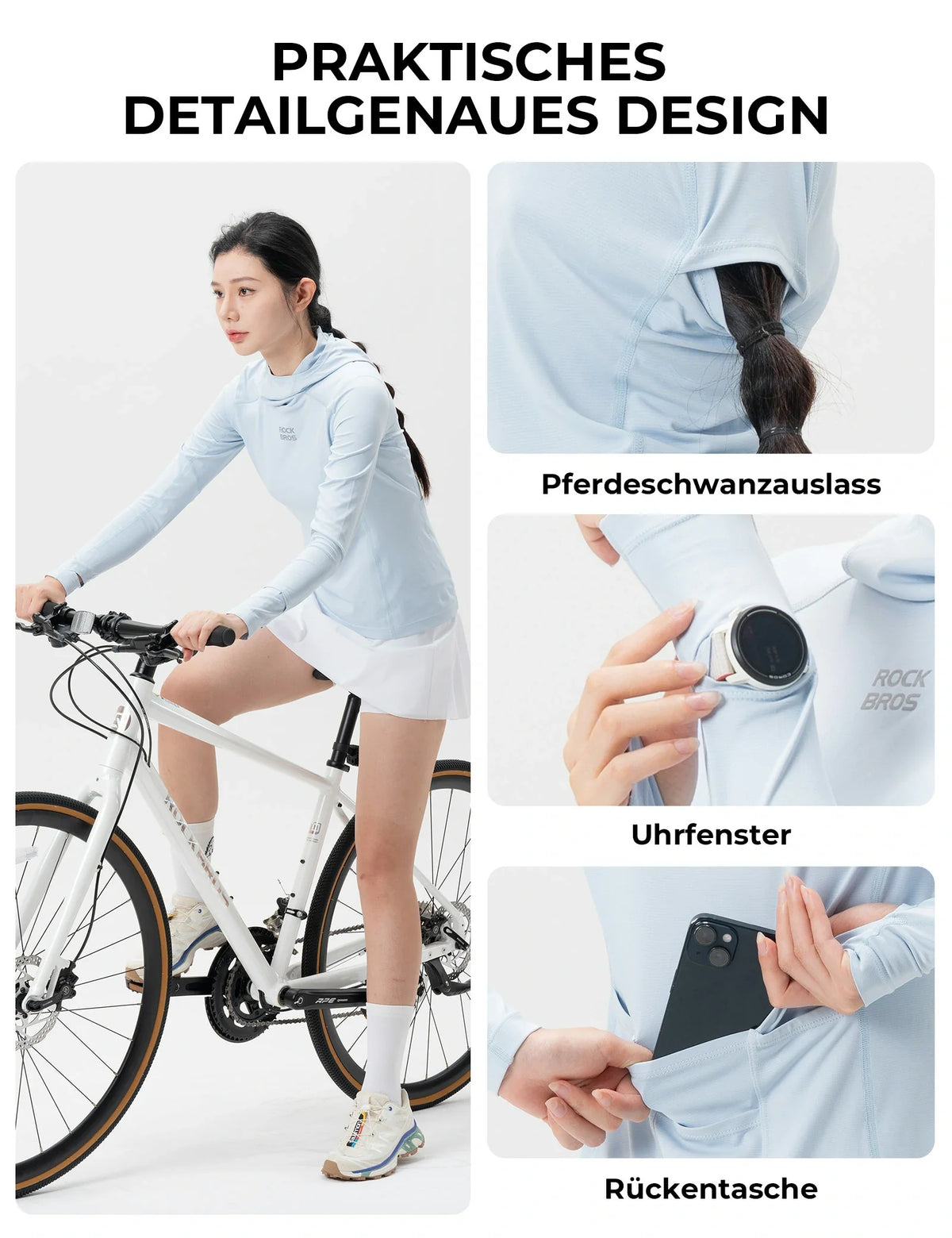 ROCKBROS Camiseta de ciclismo de manga larga para mujer