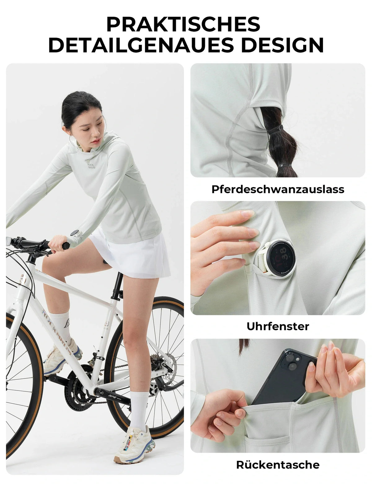 ROCKBROS Camiseta de ciclismo de manga larga para mujer