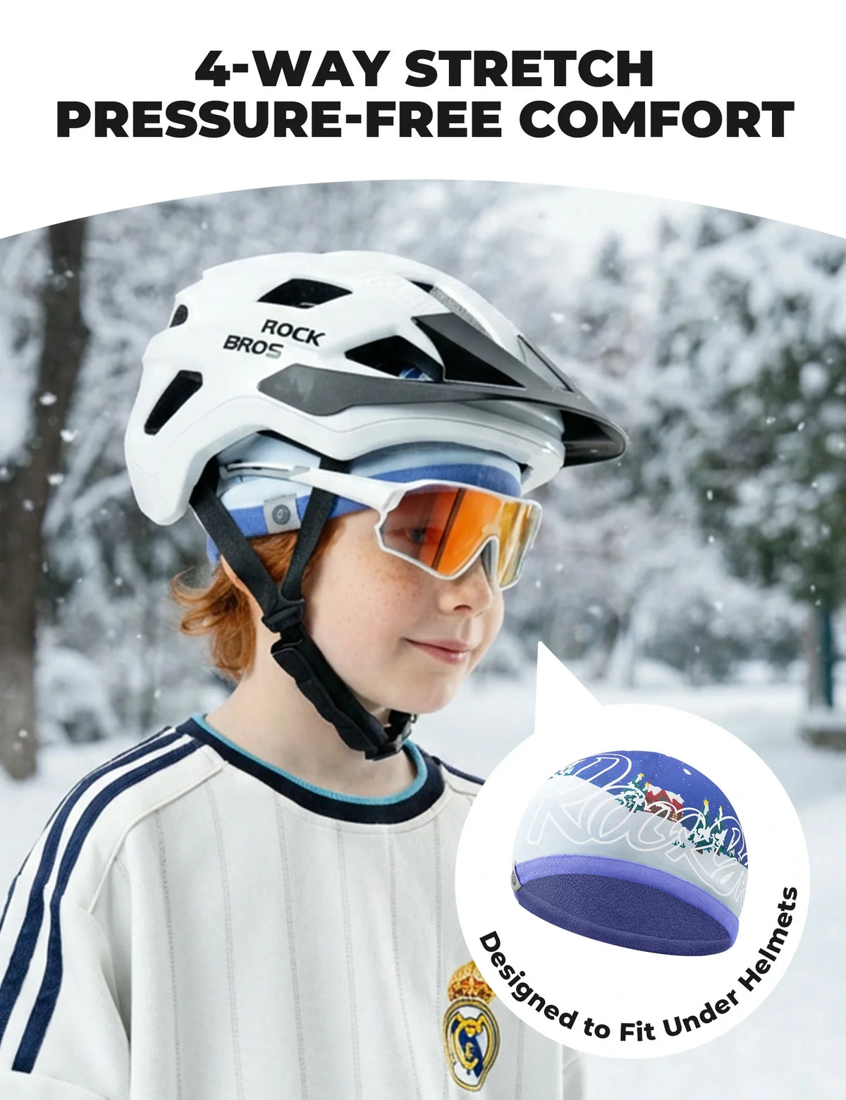 ROCKBROS Gorro reversible para niños Suave Elástico A prueba de viento 48-54cm