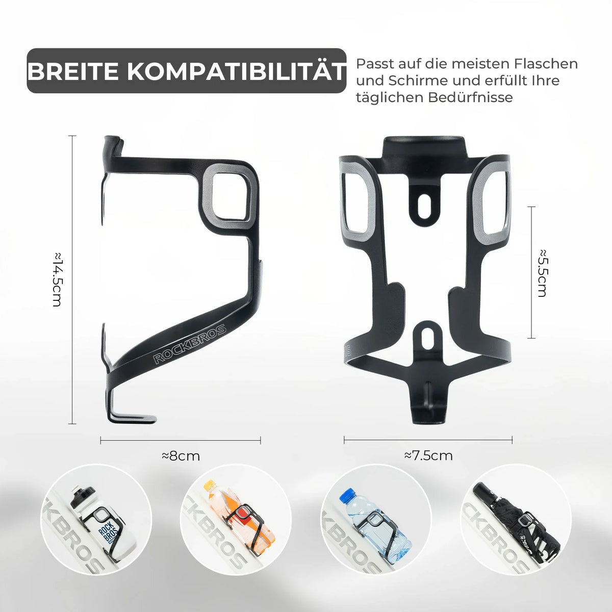 ROCKBROS Portabidones de bicicleta de aluminio 27g para bidones de hasta 75mm