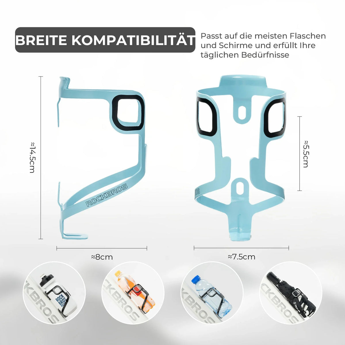 ROCKBROS Portabidones de bicicleta de aluminio 27g para bidones de hasta 75mm